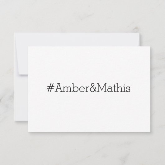 ハッシュタグモダンエレガント白黒結婚式の出欠 招待状 (裏面)