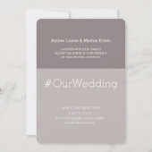ハッシュタグモダンシック薄紫グレイ結婚トープ 招待状 (正面)