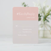 ハッシュタグモダン薄紫グレー赤面サンゴ婚礼rsvp 招待状 (スタンド正面)