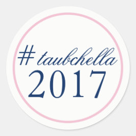 ハッシュタグ結婚式の引き出物ステッカーピンク/ネイビー ラウンドシール