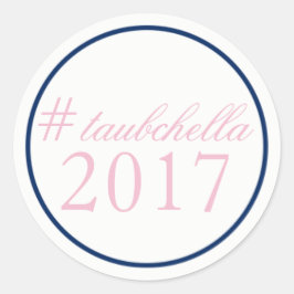 ハッシュタグ結婚式の引き出物ステッカーピンク/ネイビー ラウンドシール