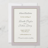 ハッシュタグ金ゴールド赤面グレーセーブ・ザ・デート案内 招待状 (正面)