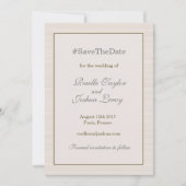 ハッシュタグ ゴールド グレー アイボリー セーブ・ザ・デート アナウンスメント 招待状 (正面)