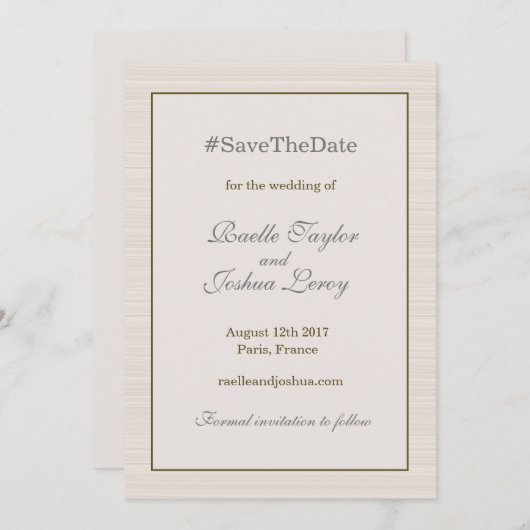 ハッシュタグ ゴールド グレー アイボリー セーブ・ザ・デート アナウンスメント 招待状 (正面/裏面)
