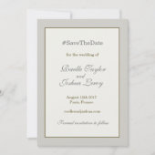 ハッシュタグ ゴールド グレー アイボリー セーブ・ザ・デート 発表 招待状 (正面)
