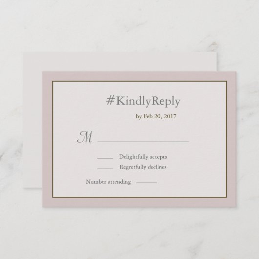 ハッシュタグ パーソナライズド ブッシュ ピンク ゴールド ウェディング RSVP 招待状 (正面/裏面)