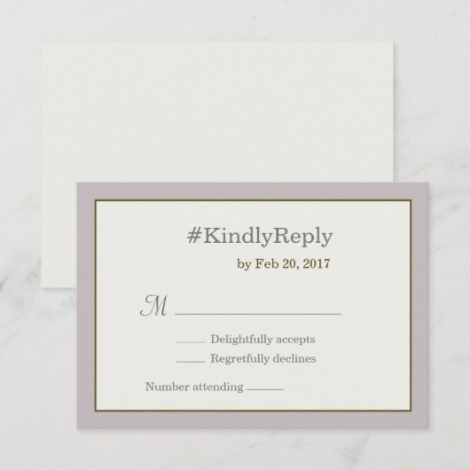 ハッシュタグ パーソナライズド ブッシュ ピンク ゴールド ウェディング RSVP 招待状 (正面/裏面)