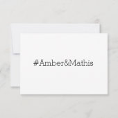 ハッシュタグ モダン エレガント ブラック ホワイト ウェディング RSVP 招待状 (裏面)