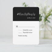 ハッシュタグ モダン ブラック ホワイト おしゃれ ウェディング RSVP 招待状 (スタンド正面)