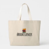 ハッシュタグBookinfluencer読のおもしろいデザイン ラージトートバッグ (裏面)