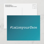 ハッシュタグI恋しく思ユア顔ティール(緑がかった色)グラデーション勾配 ポストカード (正面/裏面)