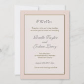 ハッシュタパーソナライズされたグ赤面ピーチ金ゴールドグレイ結婚ズ 招待状 (正面)