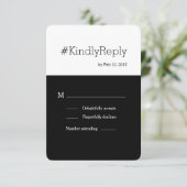 ハッシュタモダング白黒シック結婚式rsvp 招待状 (スタンド正面)