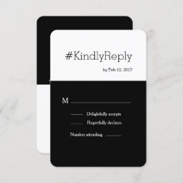ハッシュタモダング白黒シック結婚式rsvp 招待状