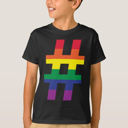 ハッシュラベルレインボーフラグ Tシャツ (正面)