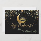 ハッジ・ムバラクとブラック、金ゴールドとグリーン葉 ノートカード (正面)