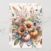 ハッスタイリッシュプ秋かぼちゃフラワーブーケカード 案内状 (正面/裏面)