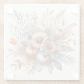 ハッスタイリッシュプ秋かぼちゃフラワーブーケモチーフ ガラスコースター (裏面)