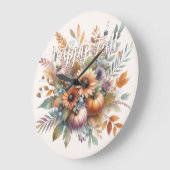ハッスタイリッシュプ秋かぼちゃフラワーブーケモチーフ ラージ壁時計 (傾斜)