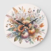 ハッスタイリッシュプ秋かぼちゃフラワーブーケモチーフ ラージ壁時計 (正面)