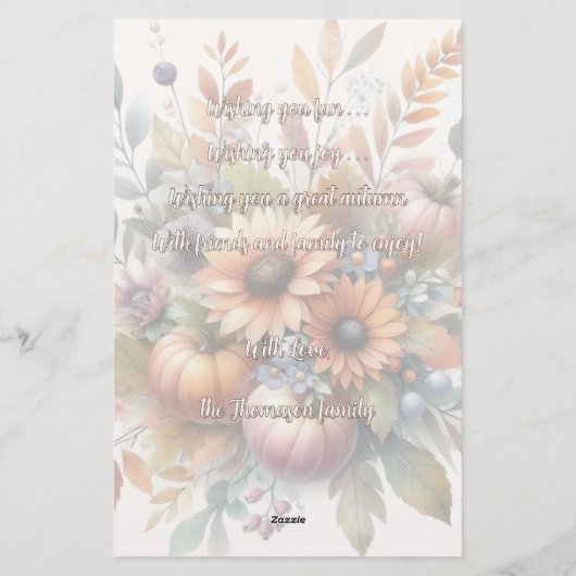 ハッスタイリッシュプ秋かぼちゃフラワーブーケモチーフ 便箋 (裏面)