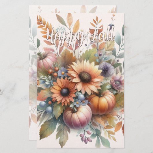 ハッスタイリッシュプ秋かぼちゃフラワーブーケモチーフ 便箋 (正面/裏面)