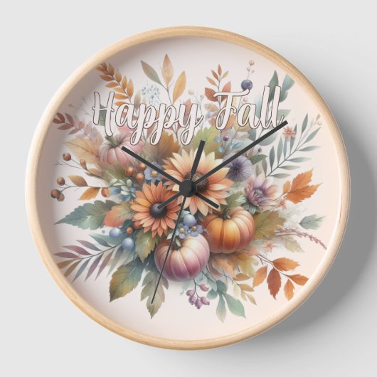 ハッスタイリッシュプ秋かぼちゃフラワーブーケモチーフ 壁時計 (正面)