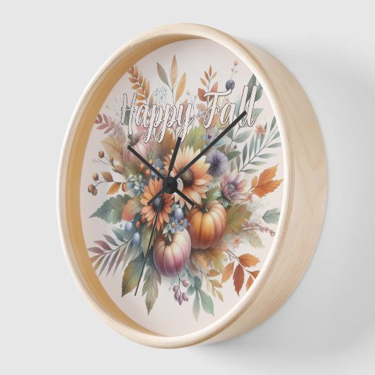 ハッスタイリッシュプ秋かぼちゃフラワーブーケモチーフ 壁時計 (傾斜)