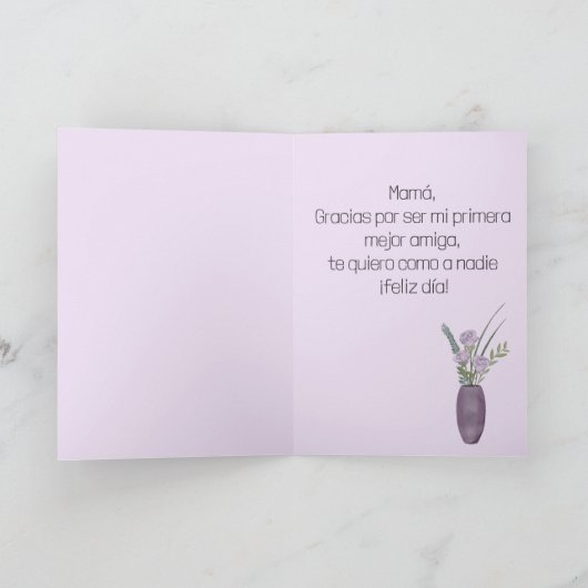 ハッスペインのプマザーズデイパープルローズブーケ カード (内部)