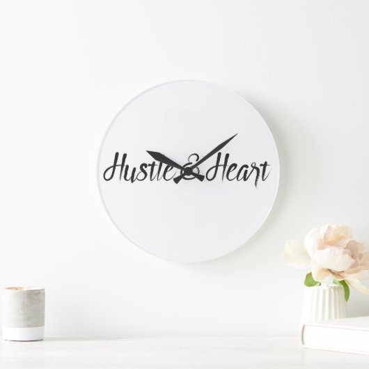ハッスルおよびハートのタイポグラフィ ラージ壁時計 (ホーム)