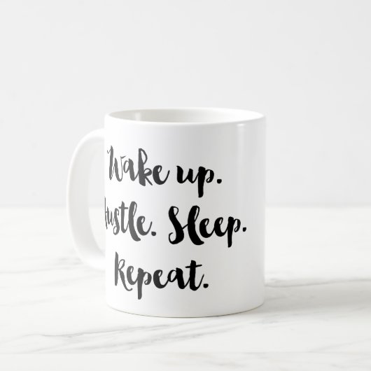 ハッスルの睡眠の繰り返しのコーヒー茶マグを目覚めて下さい コーヒーマグカップ (正面左)