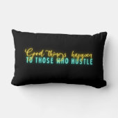 ハッスルやる気を起こさせる引用文ネオンワードアート ランバークッション (裏面)