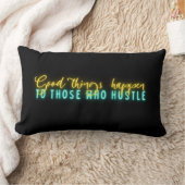 ハッスルやる気を起こさせる引用文ネオンワードアート ランバークッション (ブランケット)