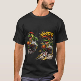 ハッスルバスケットボール恐竜グラフィックTシャツ メンズ Tシャツ