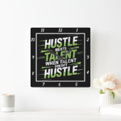 ハッスルビートタレントやる気を起こさせる引用文 スクエア壁時計 (ホーム)