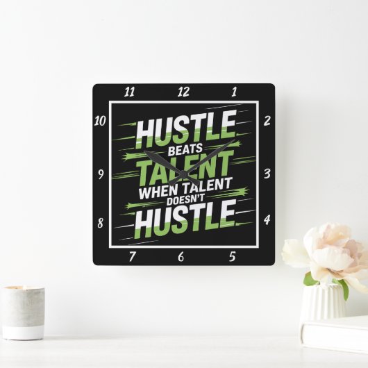 ハッスルビートタレントやる気を起こさせる引用文 スクエア壁時計 (ホーム)