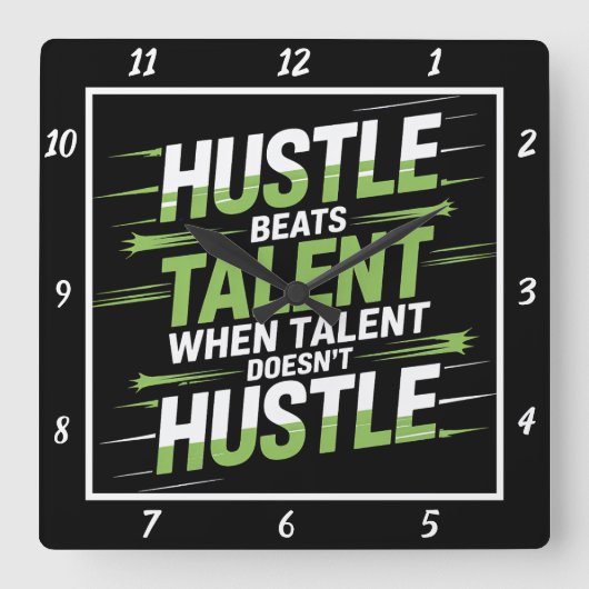 ハッスルビートタレントやる気を起こさせる引用文 スクエア壁時計 (正面)