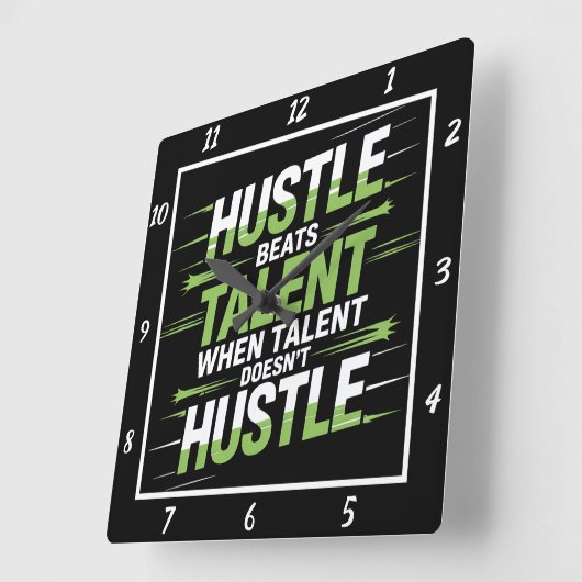 ハッスルビートタレントやる気を起こさせる引用文 スクエア壁時計 (傾斜)
