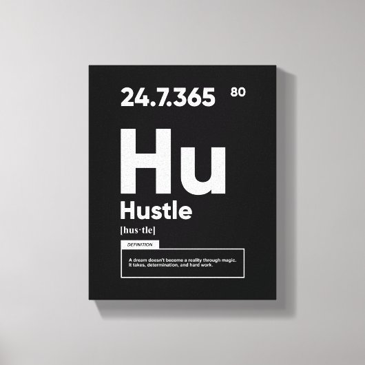 ハッスル定義 |やる気を起こさせる引用文ウォールアート キャンバスプリント (正面)