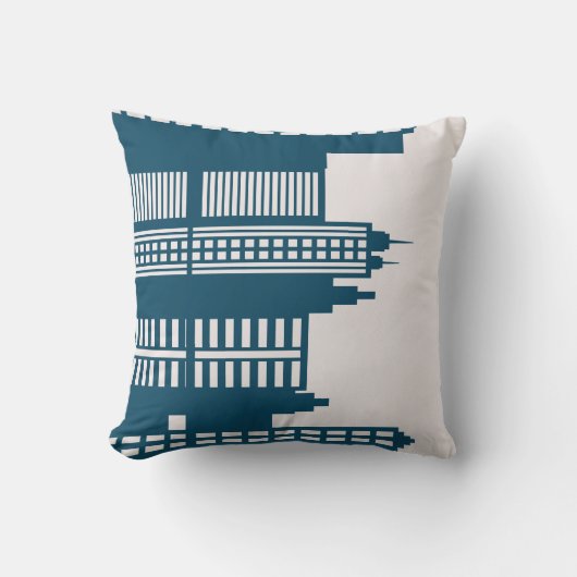 ハッスル&バッスル超高層ビルブルー クッション (正面)