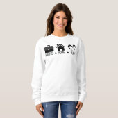 ハッスル，ホーム，ハート:やる気を起こさせるモダンデザイン スウェットシャツ (正面フル)