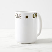 ハッスル、ホーム、ハート:やる気を起こさせる心地よいデザイン コーヒーマグカップ (正面右)