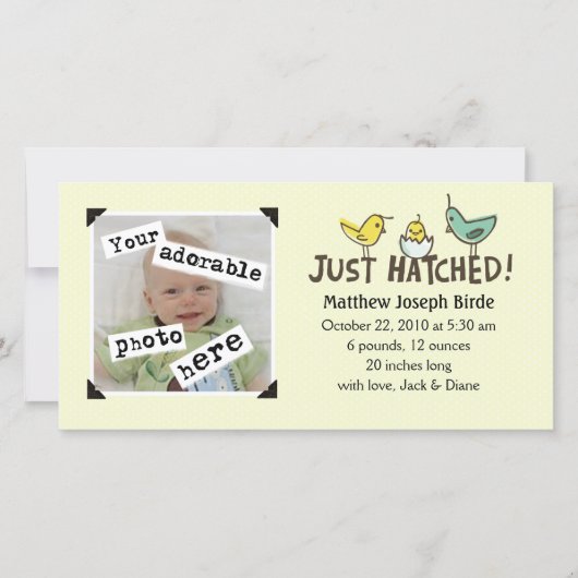 ハッチだ！ベビー発表 案内状 (正面)