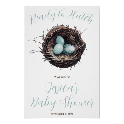 ハッチの準備ができて、鳥の巣、赤ちゃんシャワーへようこそ ポスター (正面)