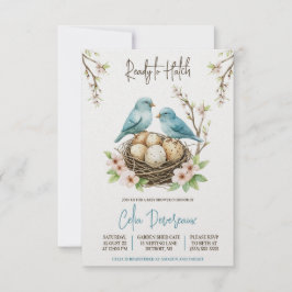 ハッチの準備！かわいいネスティングバードの赤ちゃんシャワー 招待状