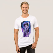 ハッチへの梯子を登る宇宙飛行士 トライブレンドTシャツ (正面全面)