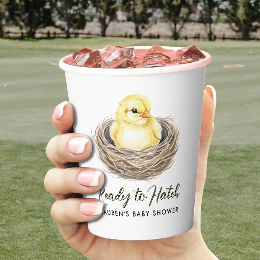 ハッチイエロー春シック赤ちゃんシャワー準備完了 紙コップ