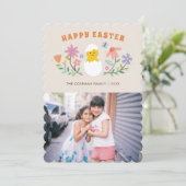 ハッチドフローライースターホリディフォトカード – Beige 招待状 (スタンド正面)