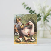 ハッチドヴィンテージイメージのアヒル ポストカード (スタンド正面)