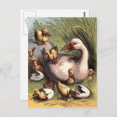 ハッチドヴィンテージイメージのアヒル ポストカード (正面/裏面)